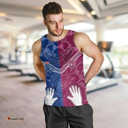 Personalised QLD Maroons Mix NSW Blues Indigenous Men Tank Top Rugby State of Origin