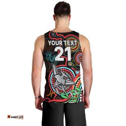 Custom Bombers Football Aboriginal Art Men Tank Top NAIDOC Indigenous Tribal