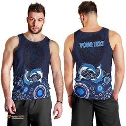 Australia Aboriginal Men Tank Top Dolphin Dark Blue