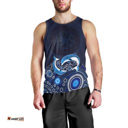Australia Aboriginal Men Tank Top Dolphin Dark Blue