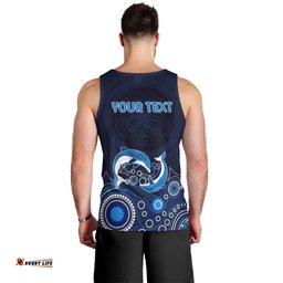 Australia Aboriginal Men Tank Top Dolphin Dark Blue