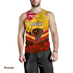 (Custom Personalised) Hawks Football ANZAC Men Tank Top Lest We Forget