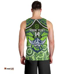 Personalised Raiders Rugby Men Tank Top Canberra 1981 Aboriginal Mix Polynesian Pattern