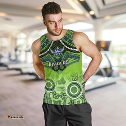 Personalised Raiders Rugby Men Tank Top Canberra 1981 Aboriginal Mix Polynesian Pattern