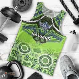Personalised Raiders Rugby Men Tank Top Canberra 1981 Aboriginal Mix Polynesian Pattern