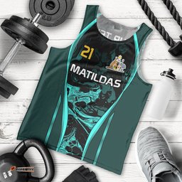 Custom Matildas Australia Soccer Men Tank Top Liquid Marble Texture Vibe