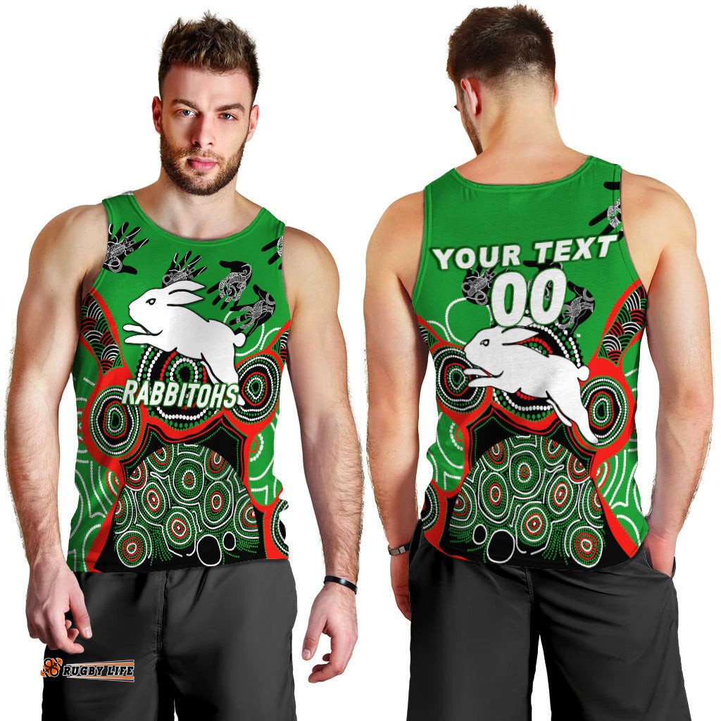 (Custom Personalised) Rabbitohs Rugby Aboriginal Art Men Tank Top -