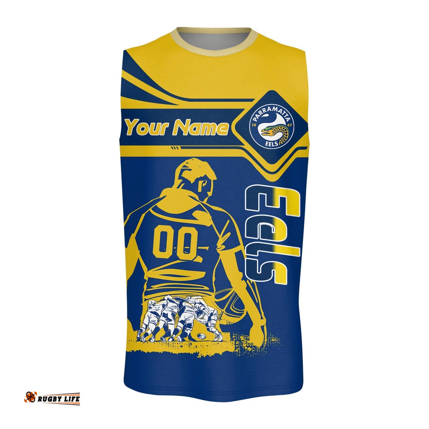 Parramatta Eels Oneck Tank Top Personalized Pentagon Style- NRL