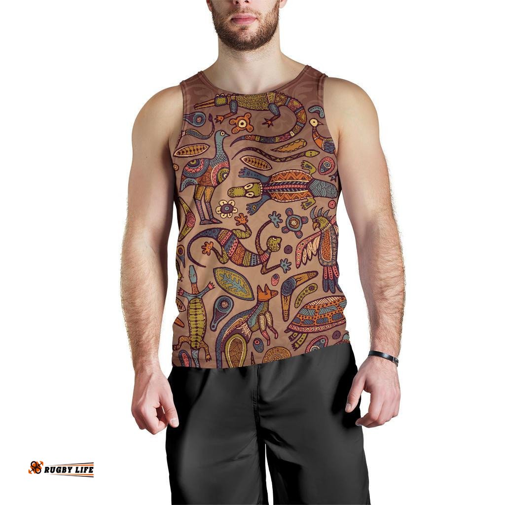 Men Tank Top - Aboriginal Patterns Mens Tank Animal Art