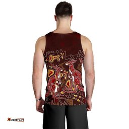 Custom Aboriginal Men's Tank Top - Kangaroo family with Hand Art