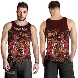 Custom Aboriginal Men's Tank Top - Kangaroo family with Hand Art