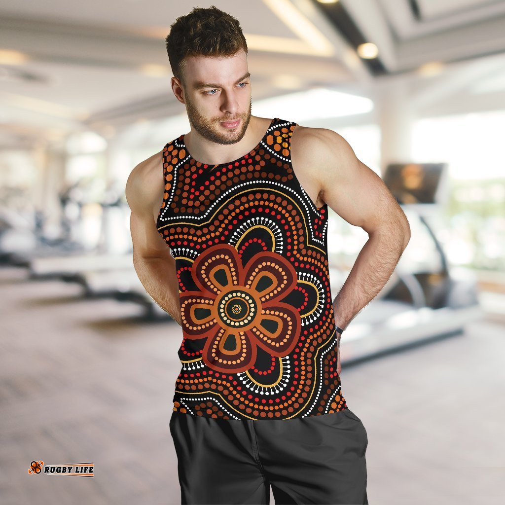 ABoriginal Men's Tank Top - Aboriginal Dot Painting Flowers Style Ver02