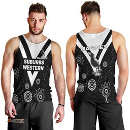(Custom Personalised) Western Suburbs Magpies Men Tank Top - Indigenous Dot Painting Art -