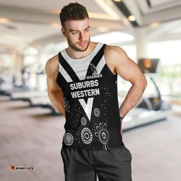 (Custom Personalised) Western Suburbs Magpies Men Tank Top - Indigenous Dot Painting Art -