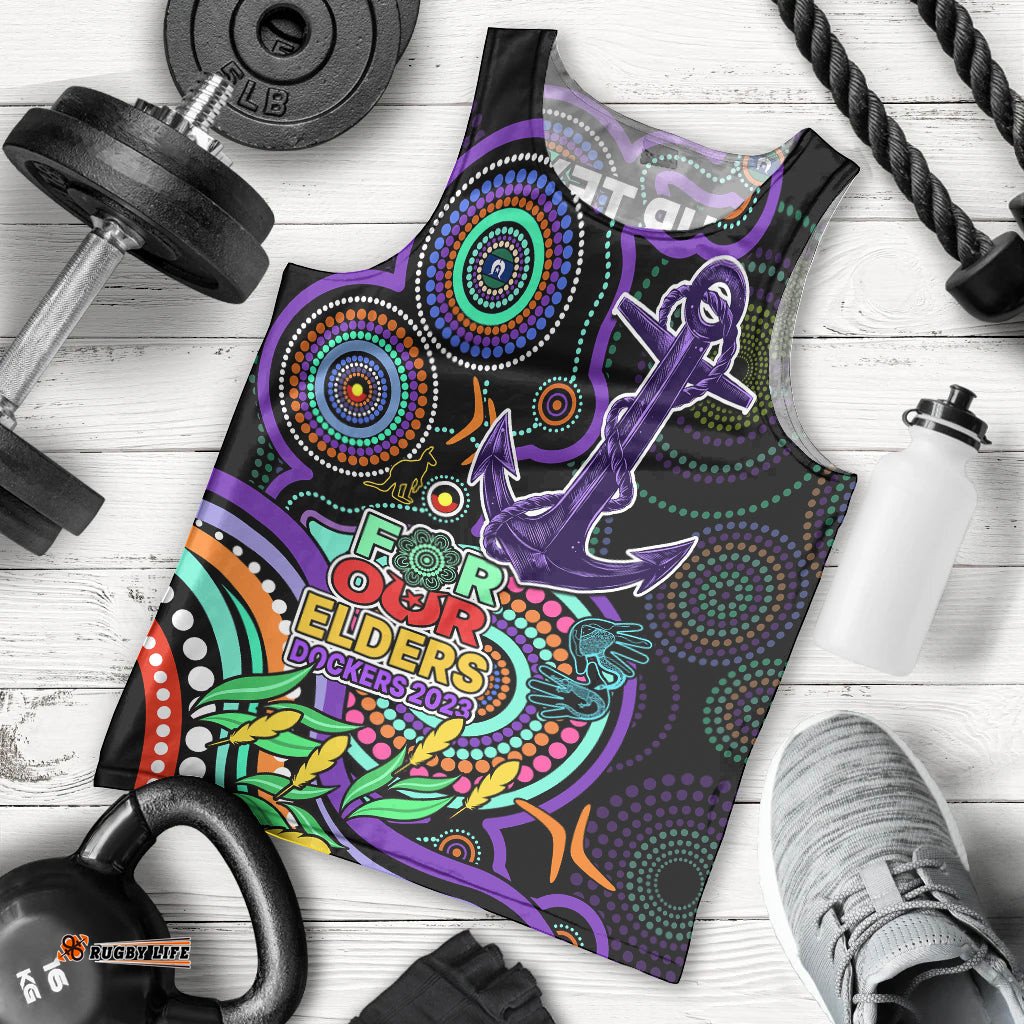 Custom Dockers Football Aboriginal Art Men Tank Top NAIDOC Indigenous Tribal