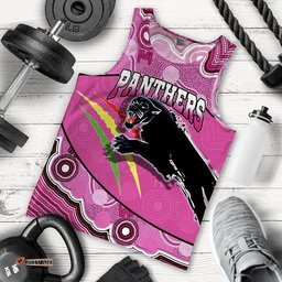 Panthers Rugby Men Tank Top Aboriginal Basic Style-Pink
