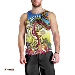 (Custom Personalised) Australia Men Tank Top Indigenous Red Lizard Love Aussie Artsy