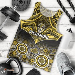 Richmond Football Men Tank Top Tigers Aboriginal Mix Polynesian Pattern