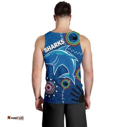 Naidoc Sharks Men Tank Top Cronulla Aboriginal Style