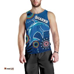 Naidoc Sharks Men Tank Top Cronulla Aboriginal Style