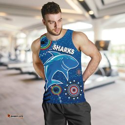 Naidoc Sharks Men Tank Top Cronulla Aboriginal Style