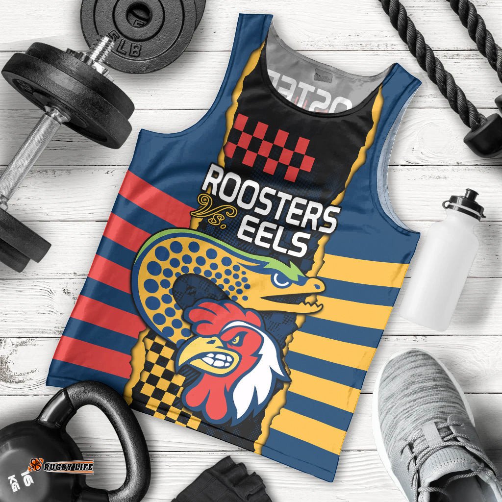 NRL Eels Combine Roosters Rugby Men Tank Top Sporty Style