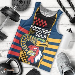 NRL Eels Combine Roosters Rugby Men Tank Top Sporty Style
