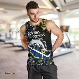 NRL Combine Dolphins and Cowboys Men Tank Top Aboriginal