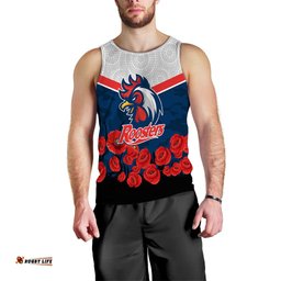 (Custom Personalised) Roosters Anzac Day Men Tank Top - Indigenous Art -