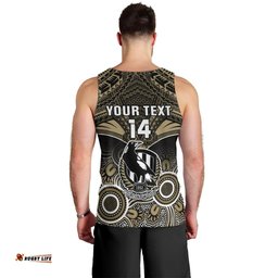 Personalised Collingwood Football Men Tank Top Go Magpies Aboriginal Mix Polynesian Pattern