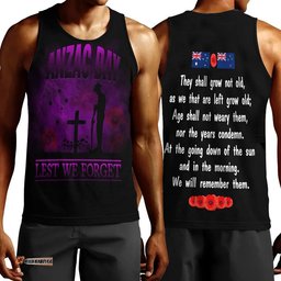 Vibe Hoodie Clothing - Anzac Day Remember Australia & New Zealand Purple Men Tank Top