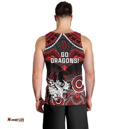 Dragons Rugby Men Tank Top Saints 1998 Aboriginal Mix Polynesian Pattern