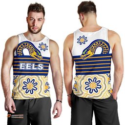 Eels Rugby Men Tank Top Indigenous Parramatta Newest White