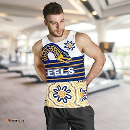 Eels Rugby Men Tank Top Indigenous Parramatta Newest White