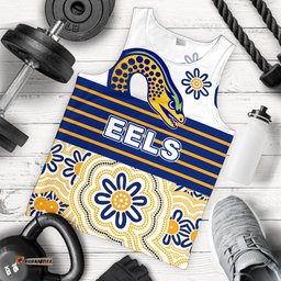 Eels Rugby Men Tank Top Indigenous Parramatta Newest White