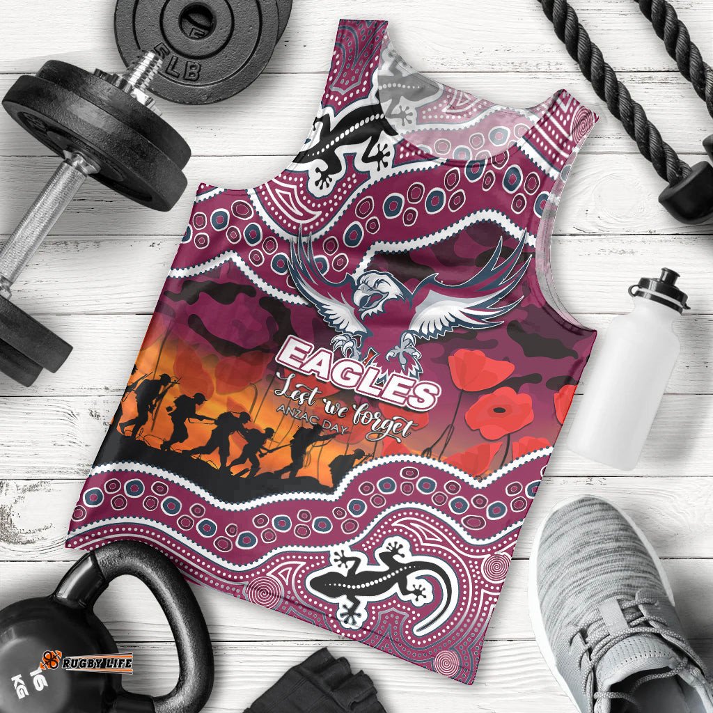 (Custom Personalised) Anzac Day NRL - Sea Eagles Men Tank Top Aboriginal Lizard Patterns