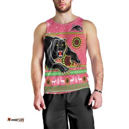 (Custom Personalised) Panthers Christmas Men Tank Top Aboriginal Pattern Penrith Pink Version