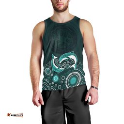 Australia Aboriginal Men Tank Top Dolphin Green