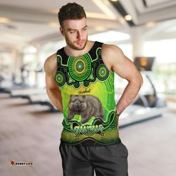 Personalised Australia Taurus Wombat Zodiac Men Tank Top Auz Astrology Aboriginal - Green