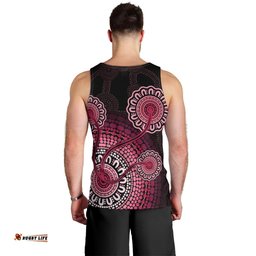 Australia Indigenous Men Tank Top Breast Cancer Ribbon Aboriginal Art - Black
