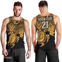 Custom Australia Matildas Men Tank Top Hibiscus and Turtle With Polynesian Pattern