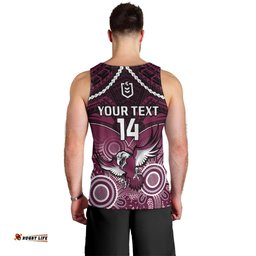 Personalised Sea Eagles Rugby Men Tank Top Aboriginal Mix Polynesian Pattern