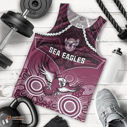 Personalised Sea Eagles Rugby Men Tank Top Aboriginal Mix Polynesian Pattern