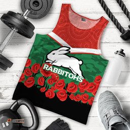 (Custom Personalised) Rabbitohs Anzac Day Men Tank Top - Indigenous Art -