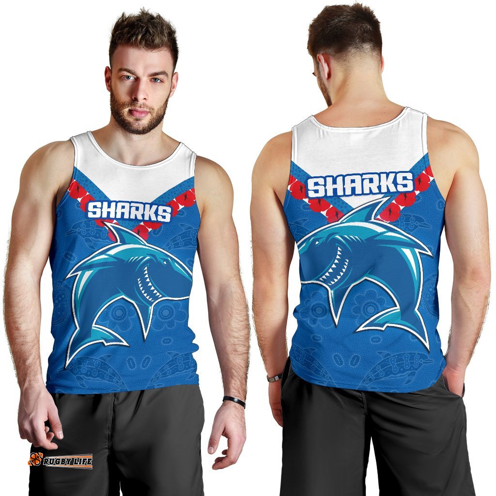 Cronulla Sharks Men Tank Top Anzac Country Style