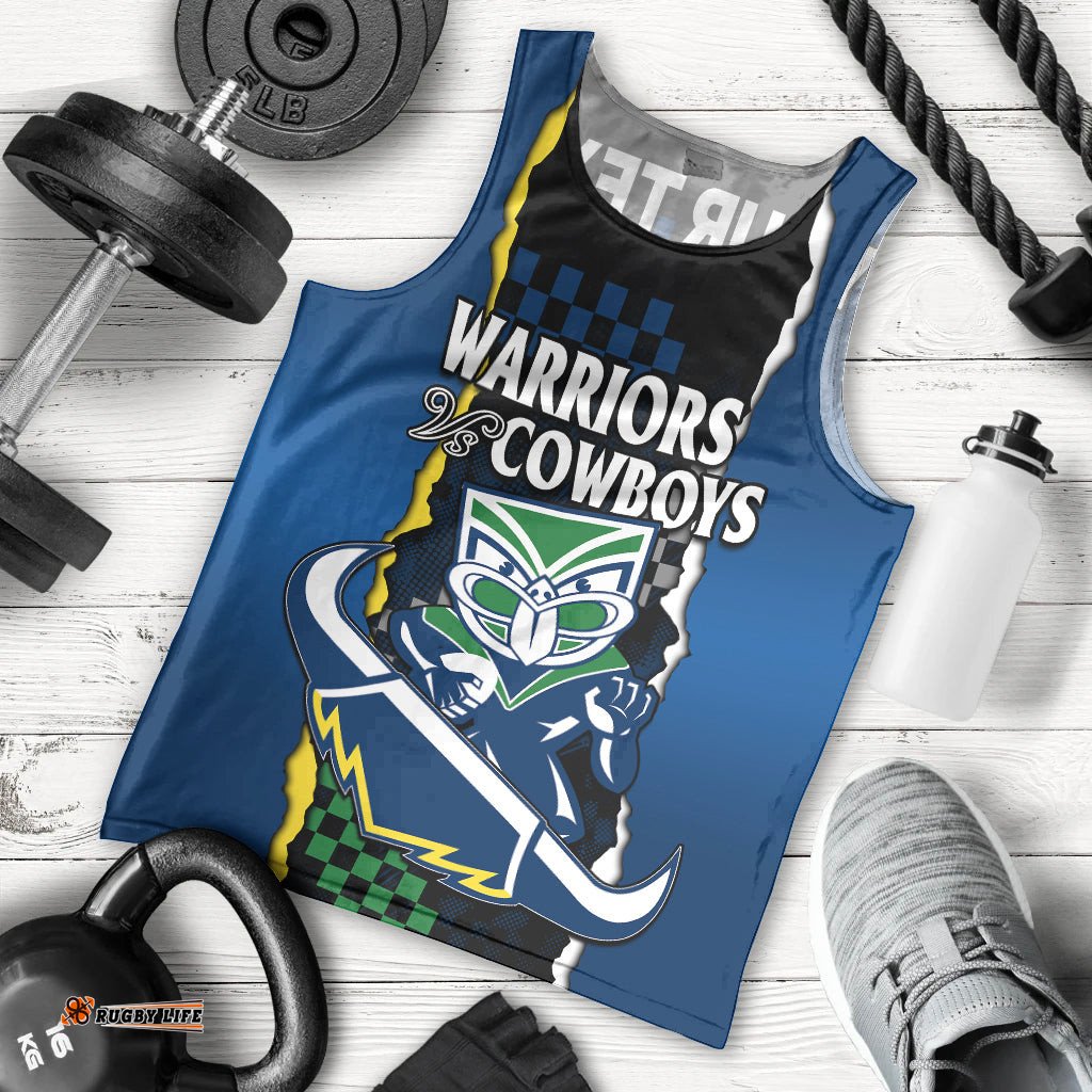 (Custom Text And Number) NRL Combine Warriors and Cowboys Men Tank Top