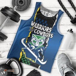 (Custom Text And Number) NRL Combine Warriors and Cowboys Men Tank Top