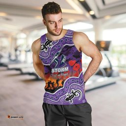 (Custom Personalised) Anzac Day NRL - Storm Men Tank Top Aboriginal Lizard Patterns