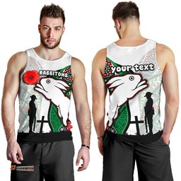 (Custom Personalised) Rabbitohs Men's Tank Top Indigenous Anzac Day