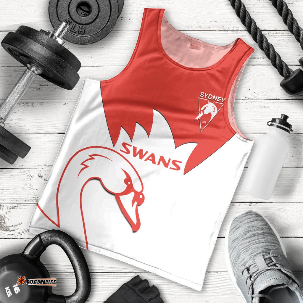 Sydney Swans Football Men Tank Top Go Swannies Sporty Style